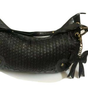 Isabella fiore Handbag Black Leather Tote Crescent